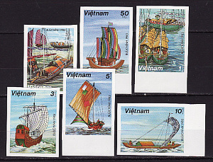 Вьетнам, 1983, Парусники, 6 марок без зубцов